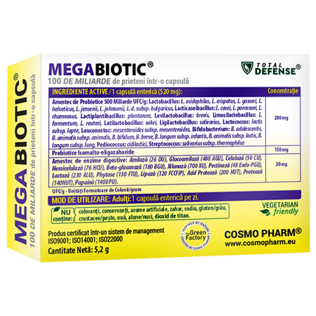 Megabiotic, 10 capsule enterosolubile, Cosmopharm 628108