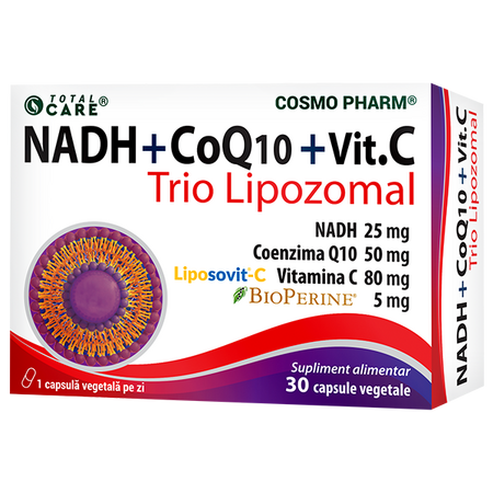 NADH + CoQ10 + Vitamina C Trio Lipozomal, 30 capsule vegetale, Cosmopharm
