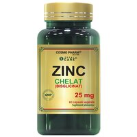 Zinc Bisglicinat (chelat), 25 mg, 60 capsule vegetale, Cosmopharm
