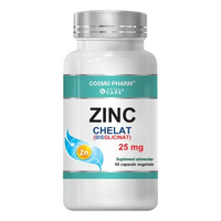 Zinc Bisglicinat (chelat), 25 mg, 60 capsule vegetale, Cosmopharm