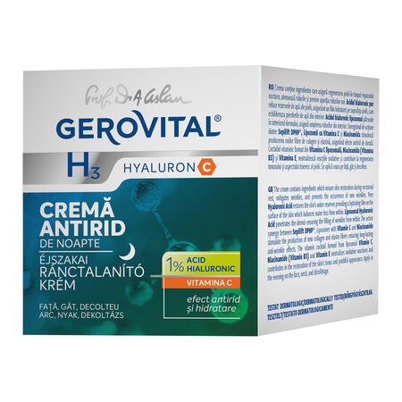 Pachet Crema antirid de zi 50 ml + Crema antirid de noapte H3 Hyaluron C, Gerovital 669732