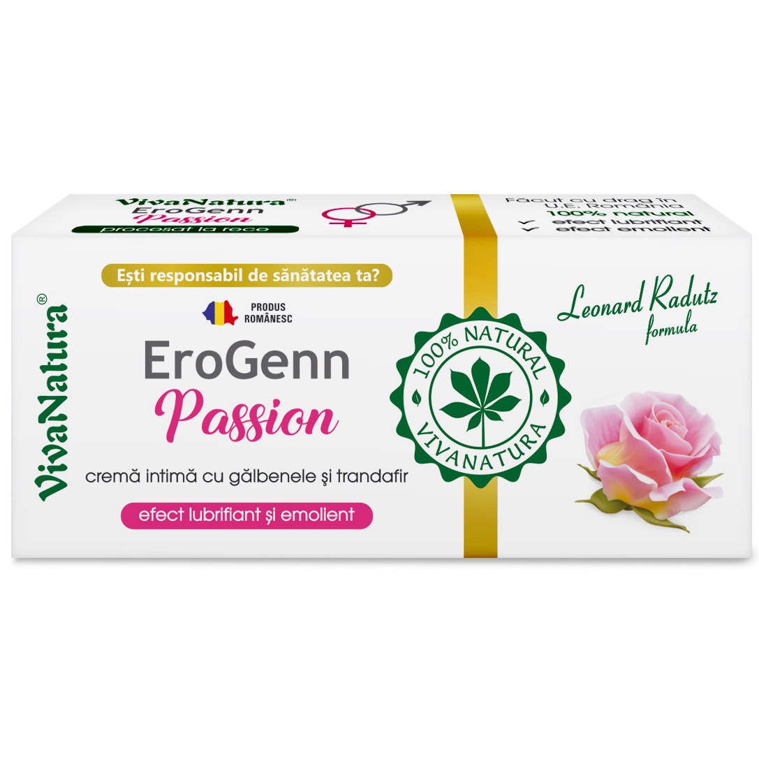 Crema intima cu galbenele si trandafir EroGenn Passion, 20 ml, Vivanatura
