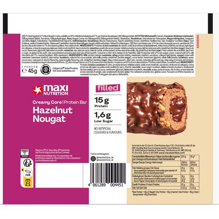 Baton proteic Hazelnut Nougat, 45 g, Maxi Nutrition 670516