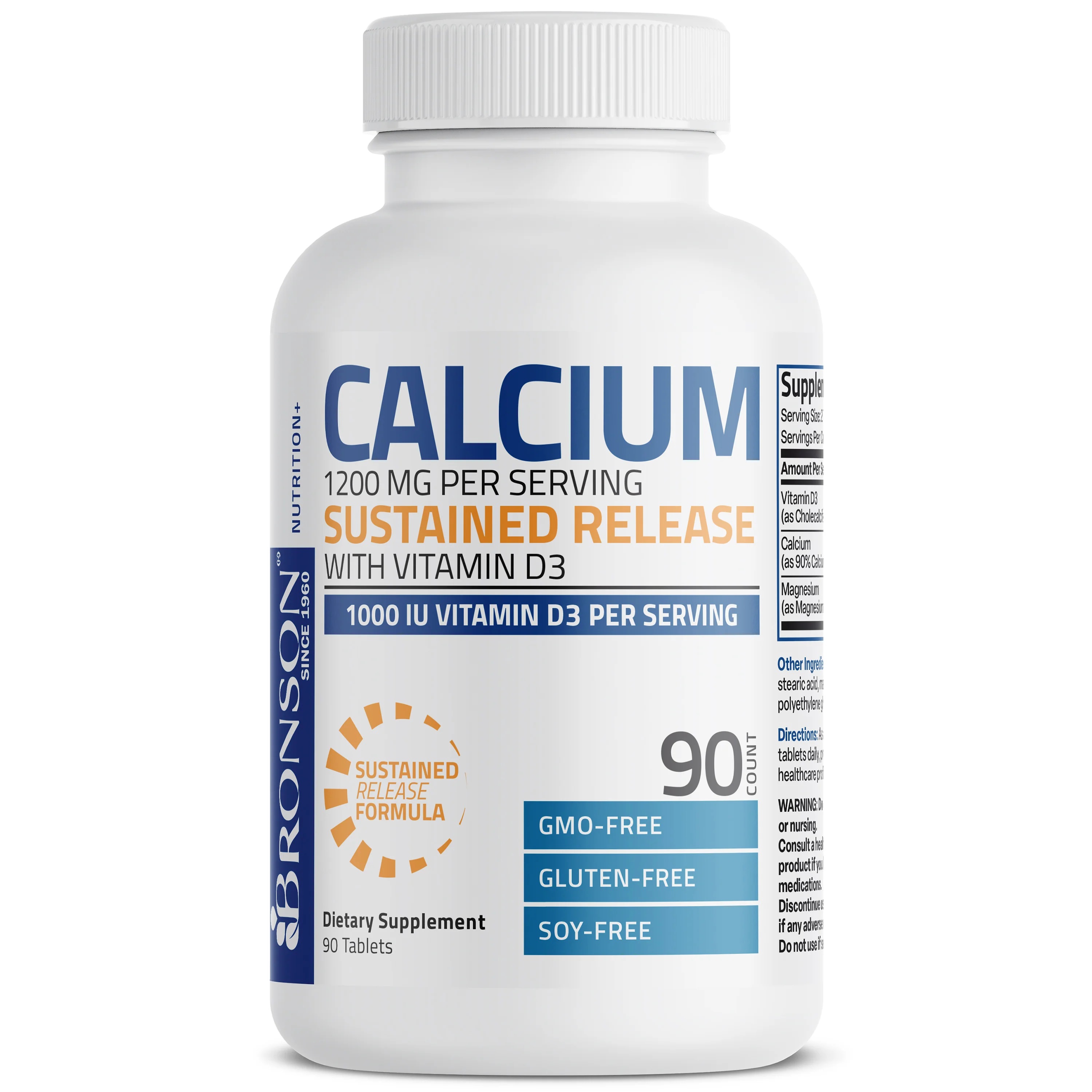 Calcium 1200 mg cu vitamina D3, 90 capsule, Bronson Laboratories