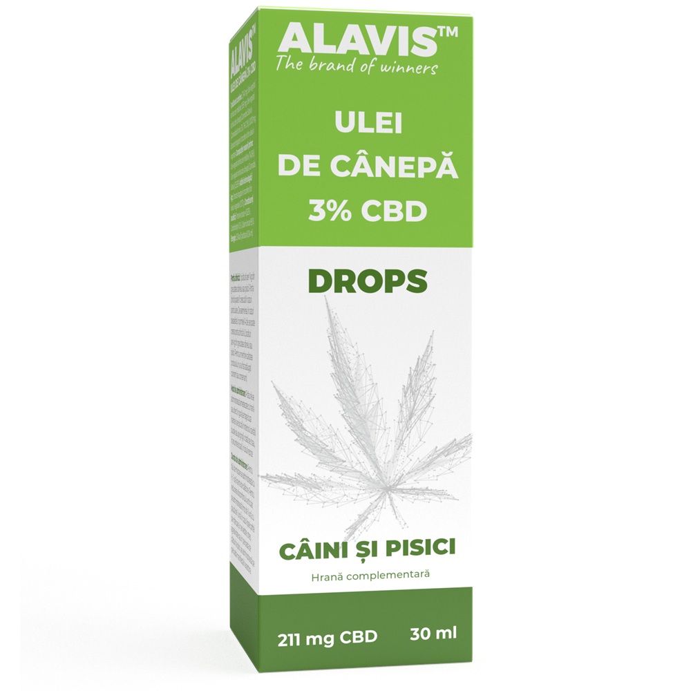 Ulei de canepa pentru caini si pisici CBD Drops, 3%, 30 ml, Alavis