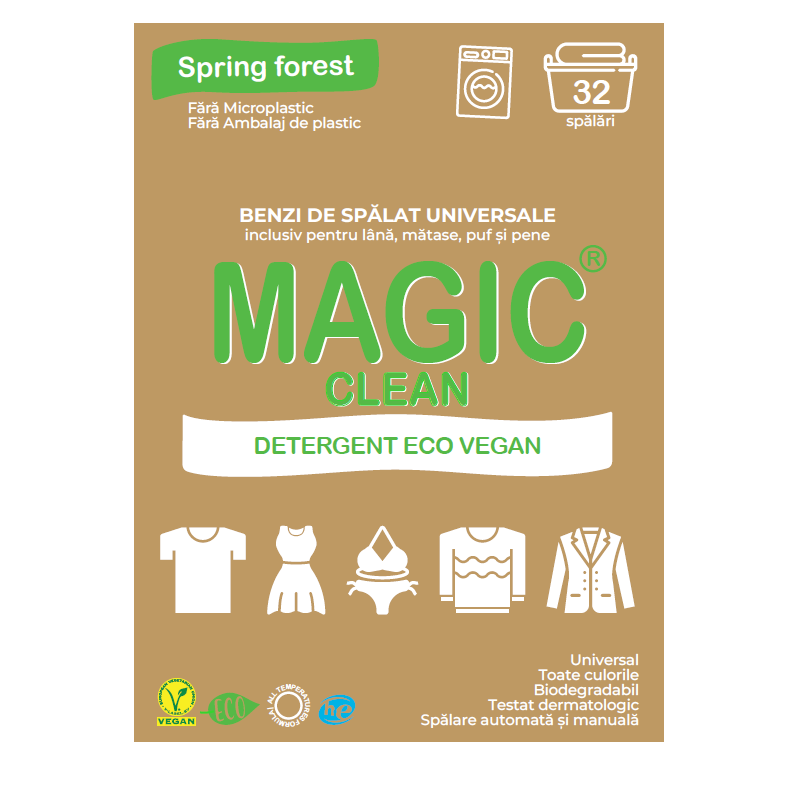 Detergent banda Eco Vegan Spring forest, 32 bucati, Magic Clean