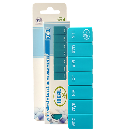 Organizator saptamanal de medicamente cu 7 compartimente, Ideal Life 629364