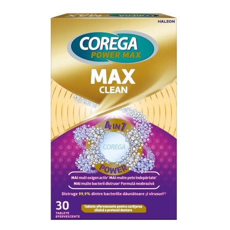 Tablete efervescente Corega Max Clean, 30 tablete, Gsk