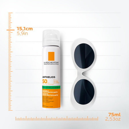 Spray invizibil matifiant  pentru fata cu protectie solara SPF 50 Anthelios, 75 ml, La Roche-Posay 549873