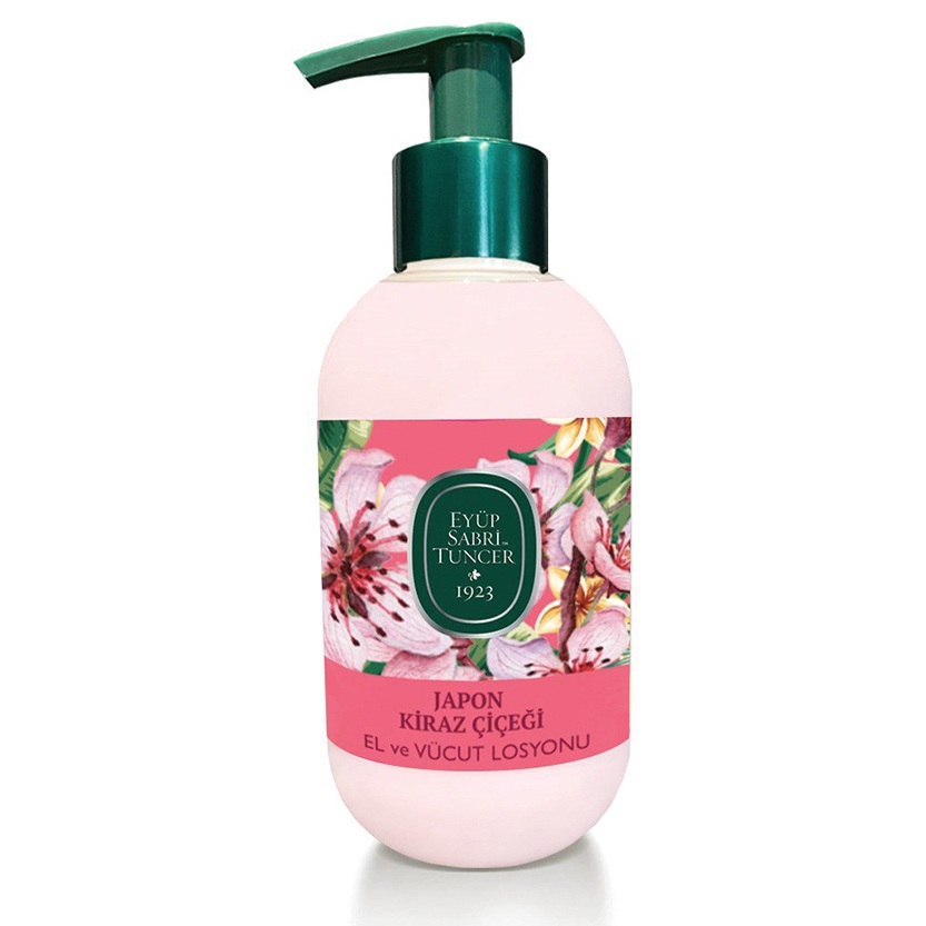 Lotiune de maini și de corp cu ulei de masline si flori de cires Japanese Cherry Blossom, 280 ml, Eyup Sabri Tuncer