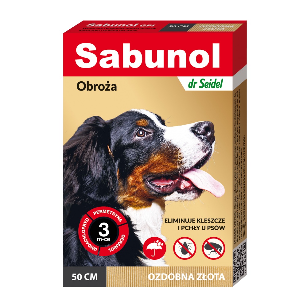 Zgarda antiparazitara aurie pentru caini 10-25 kg Dog Gpi, 50 cm, 1 bucata, Sabunol