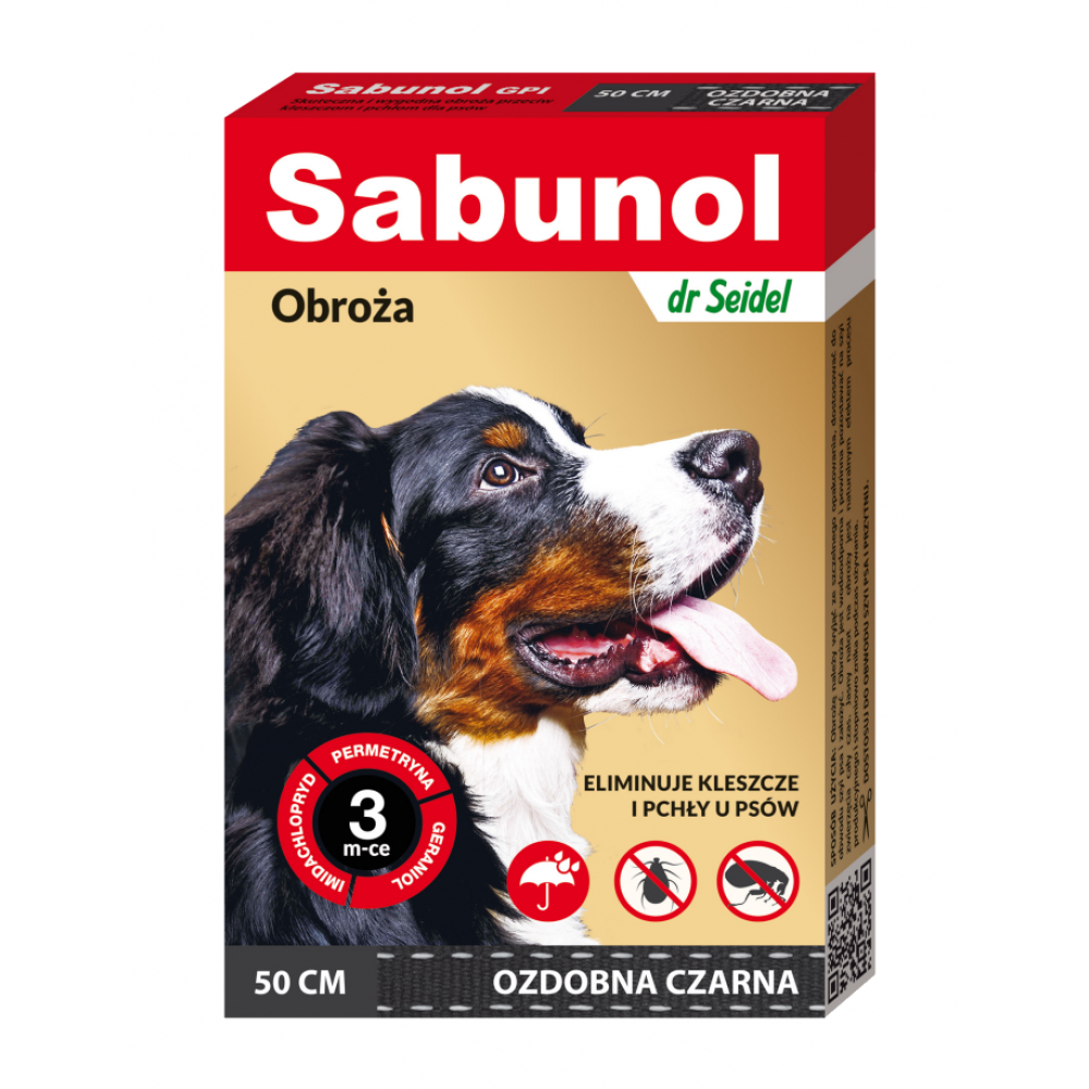 Zgarda antiparazitara neagra pentru caini 10-25 kg Dog Gpi, 50 cm, 1 bucata, Sabunol