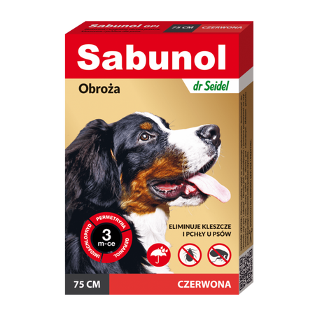 Zgarda antiparazitara rosie pentru caini 25-50 kg Dog Gpi, 75 cm, 1 bucata, Sabunol