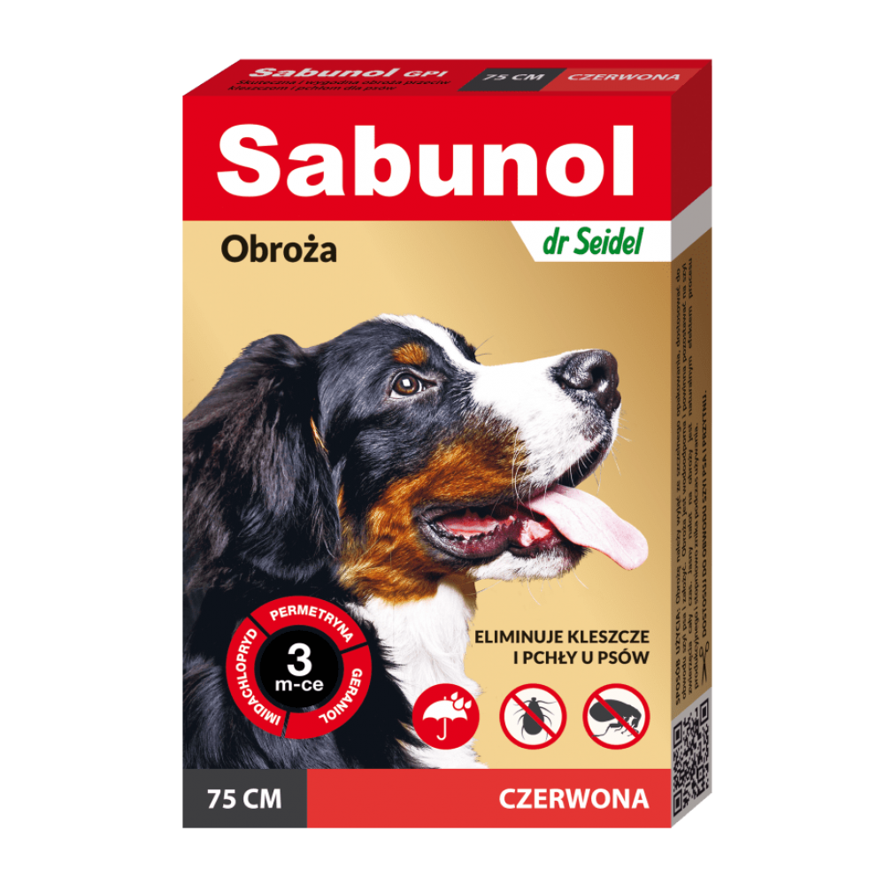 Zgarda antiparazitara rosie pentru caini 25-50 kg Dog Gpi, 75 cm, 1 bucata, Sabunol