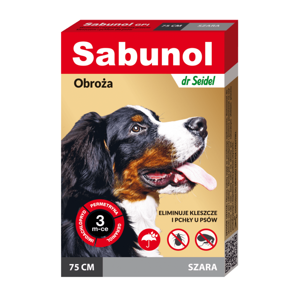 Zgarda antiparazitara gri pentru caini 25-50 kg Dog Gpi, 75 cm, 1 bucata, Sabunol