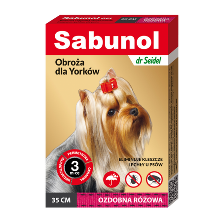 Zgarda antiparazitara roz pentru caini 2-10 kg Dog Gpi, 35 cm, Sabunol