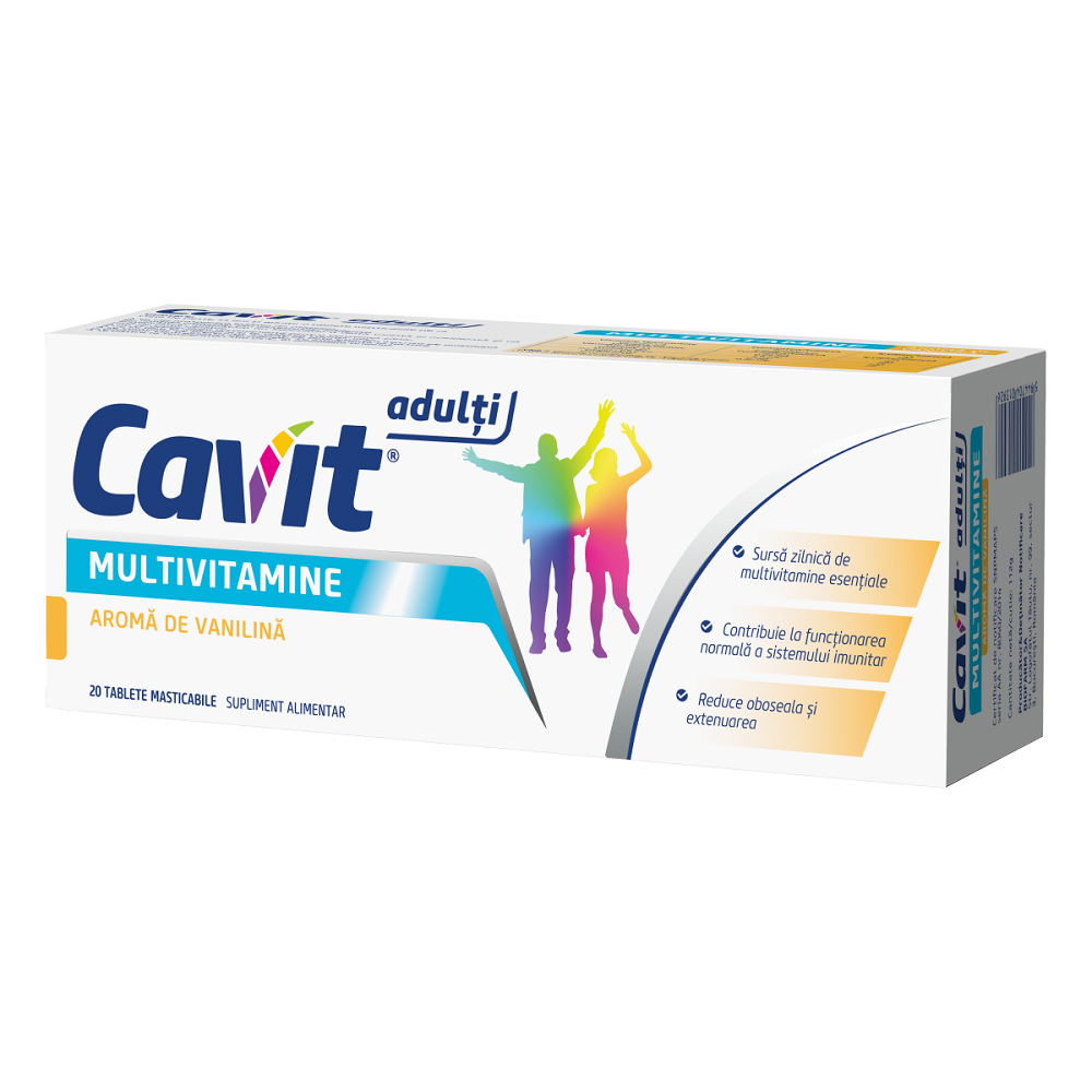 Cavit Adulti Multivitamine aroma de vanilie, 20 comprimate masticabile, Biofarm 