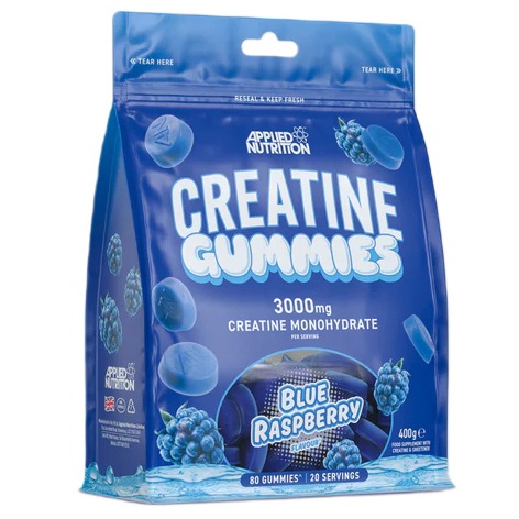 Jeleurile cu monohidrat de creatina si aroma de zmeura albastra 3000 mg Creatine Gummies, 400 g, Applied Nutrition