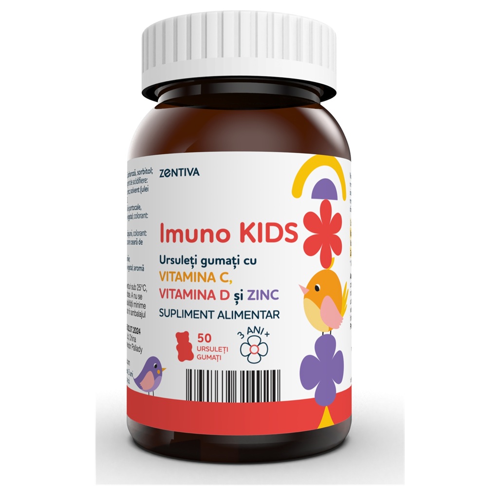 Ursuleti gumati cu vitaminele C, D si zinc Imuno Kids, 50 ursuleti, Sicovit