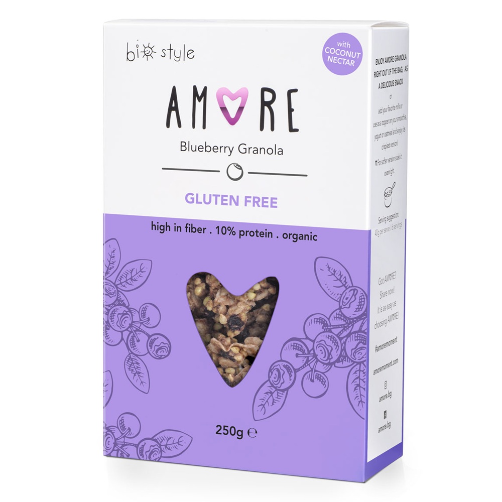 Granola Bio cu afine, 250 g, Amore