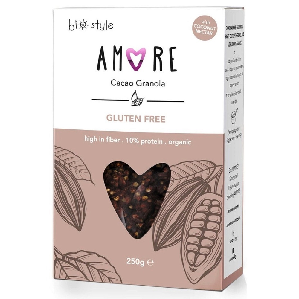 Granola Bio cu cacao, 250 g, Amore