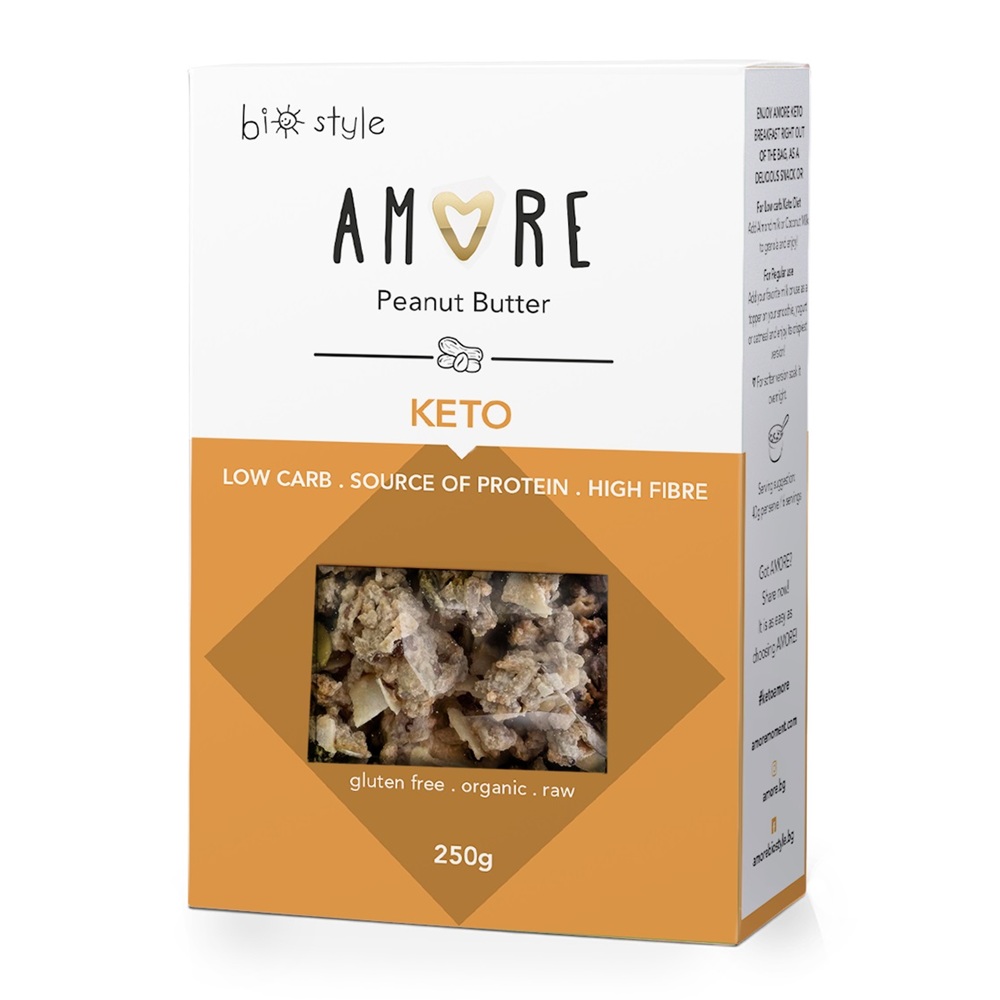 Cereale Bio cu unt de arahide Keto, 250 g, Amore