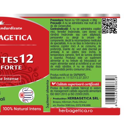 Parasites 12 Detox Forte, 120 capsule, Herbagetica 688849