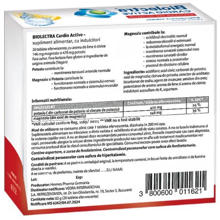 Biolectra Cardio Active, 20 tablete efervescente, Vedra 711747