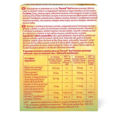 Tablete masticabile cu aroma de eucalipt Therasal Oral, 12 bucati, Vedra 713007