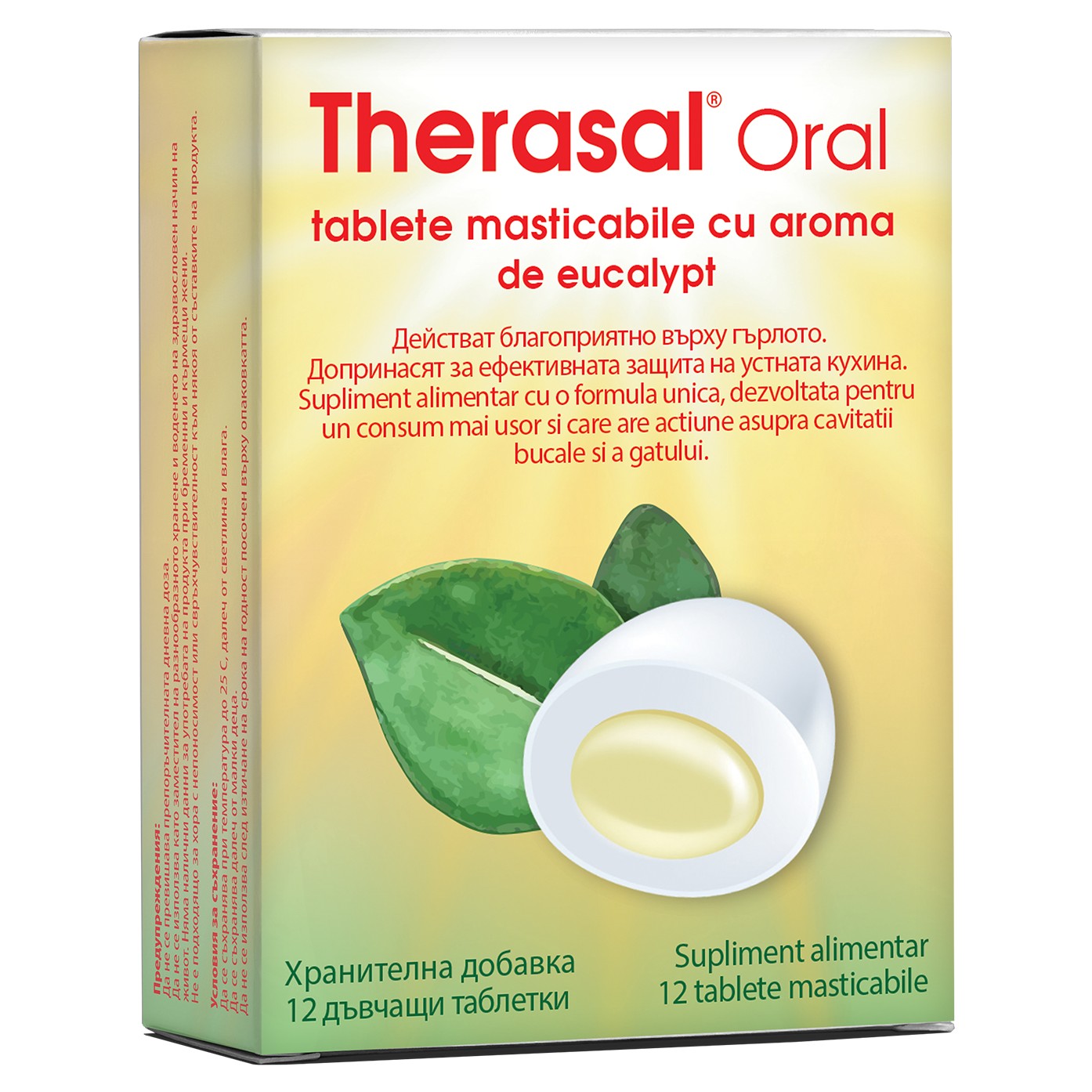 Tablete masticabile cu aroma de eucalipt Therasal Oral, 12 bucati, Vedra