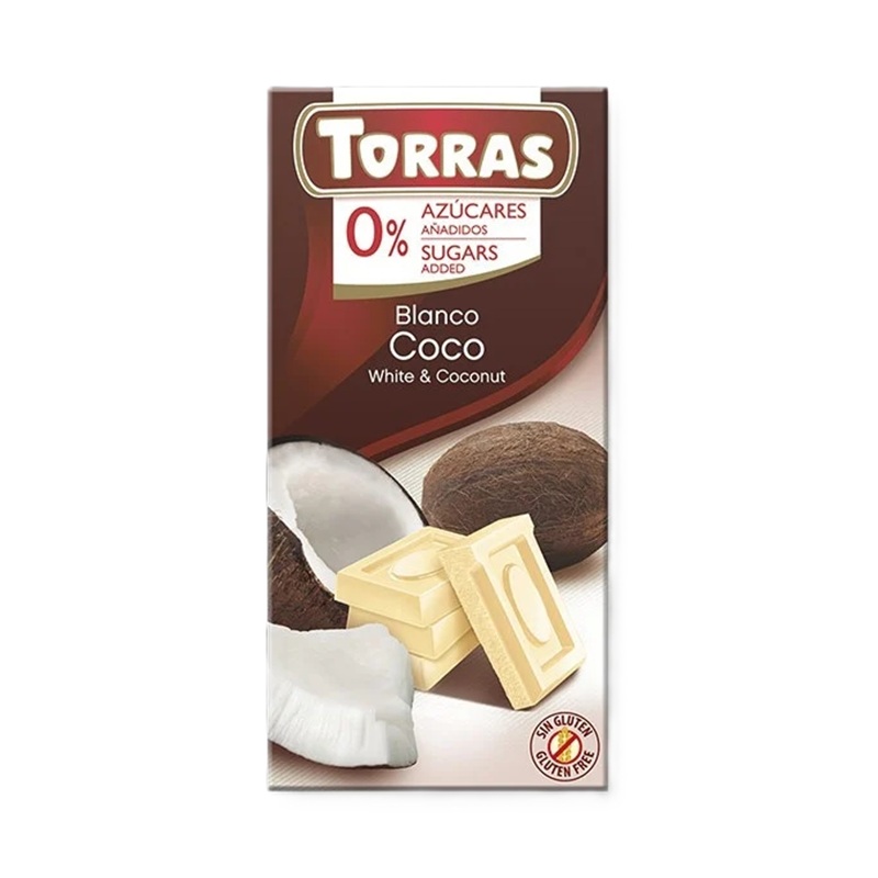 Ciocolata alba cu cocos, 75 g, Torras