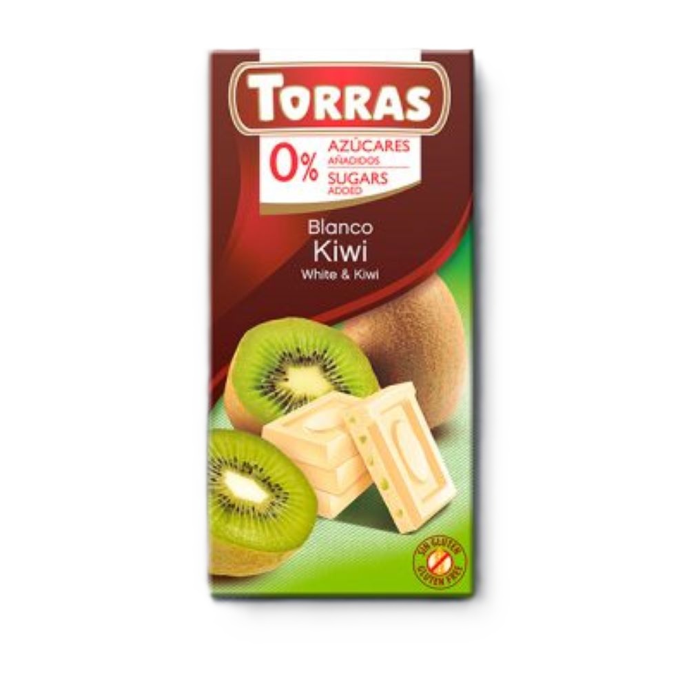 Ciocolata alba cu kiwi, 75 g, Torras