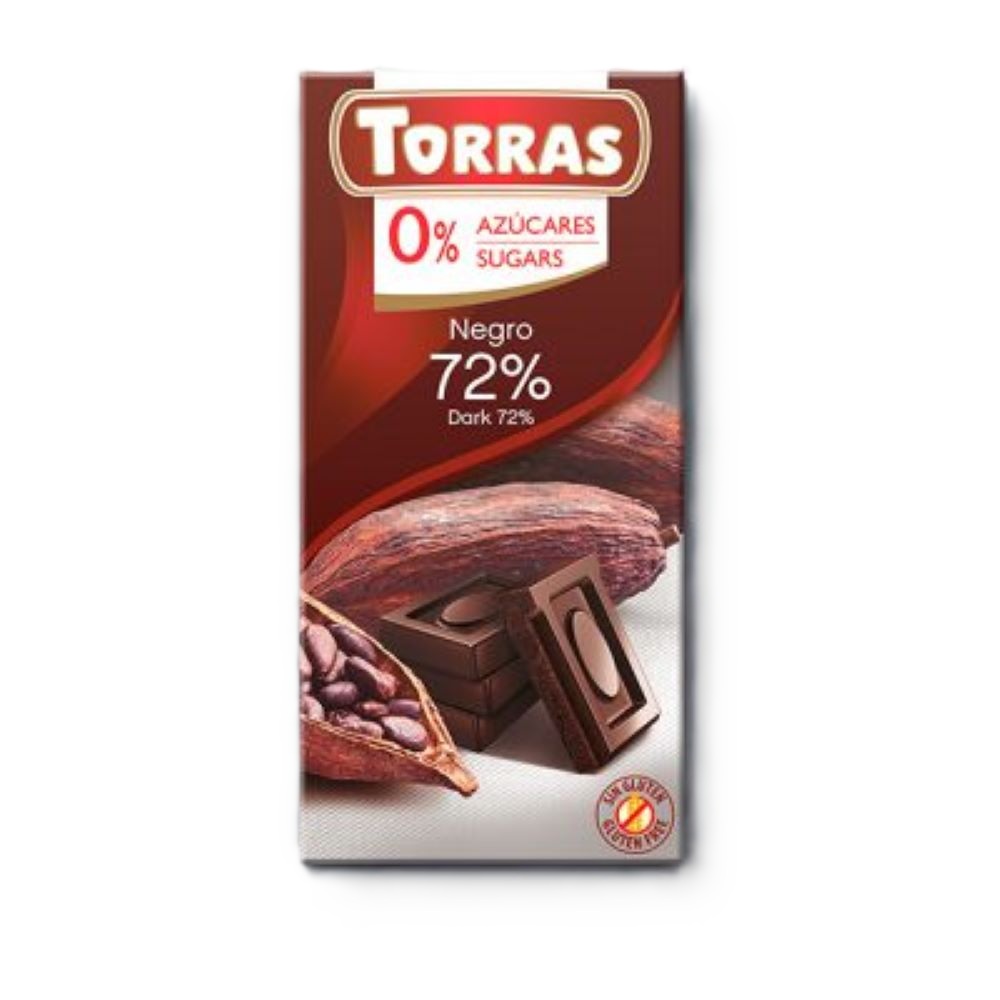 Ciocolata neagra cu 72% cacao, 75 g, Torras