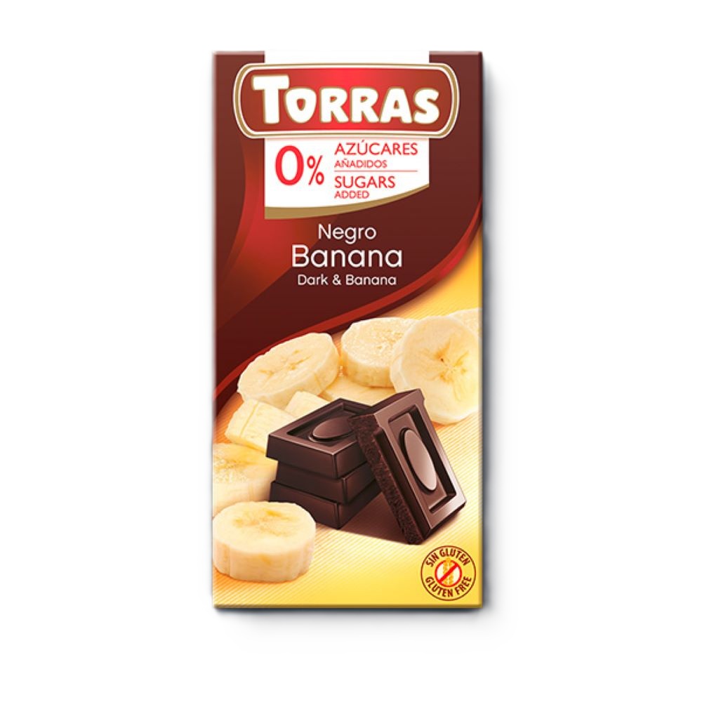 Ciocolata neagra cu banana, 75 g, Torras