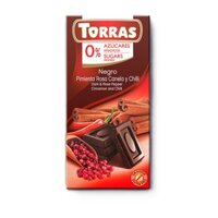 Ciocolata neagra cu piper rosu, scortisoara si chilli, 75 g, Torras