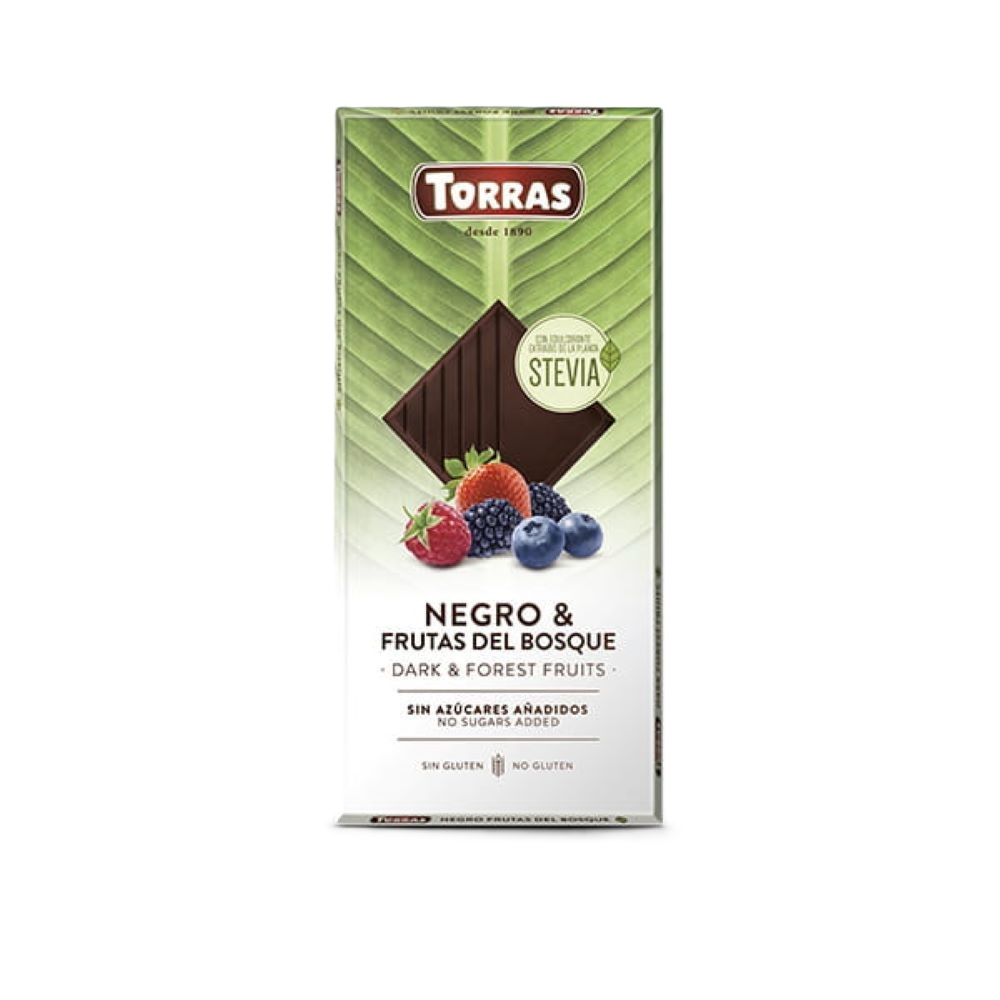 Ciocolata neagra cu 54% cacao si fructe de padure, 125 g, Torras