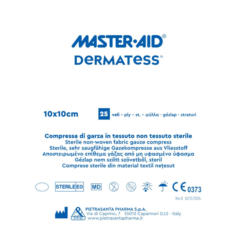 Comprese sterile Dermatess Master-Aid, 10X10 cm, 25 bucati, Pietrasanta Pharma
