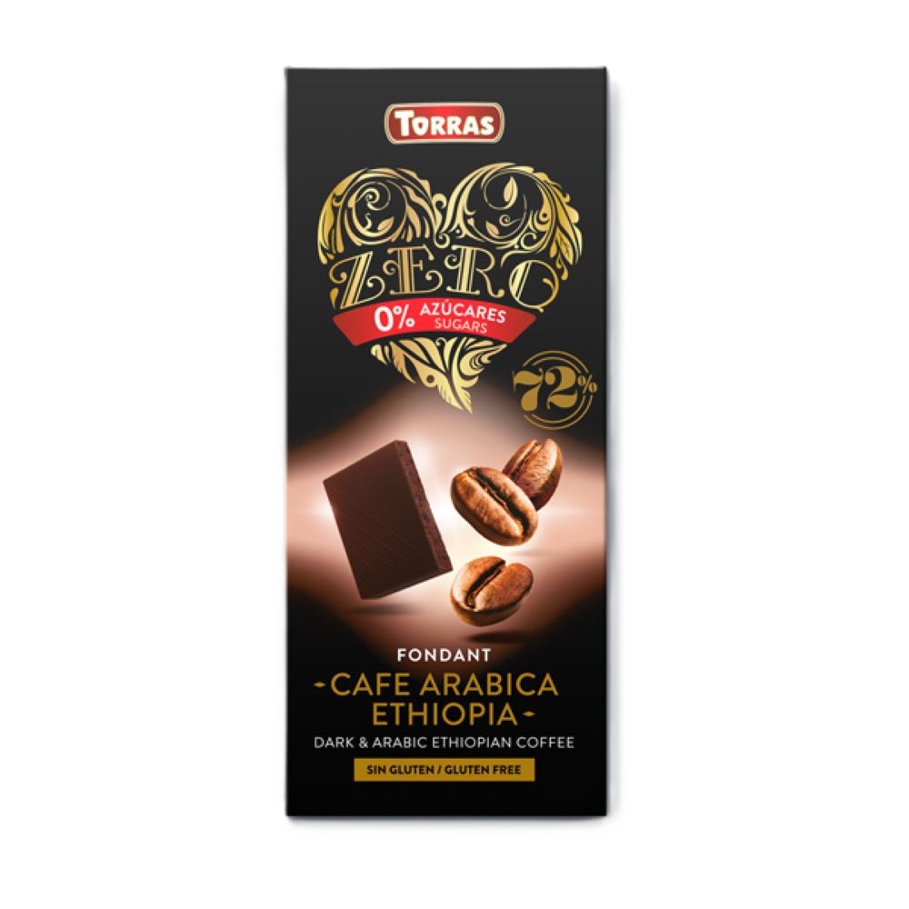 Ciocolata neagra cu 72% cacao si cafea arabica Zero, 100 g, Torras