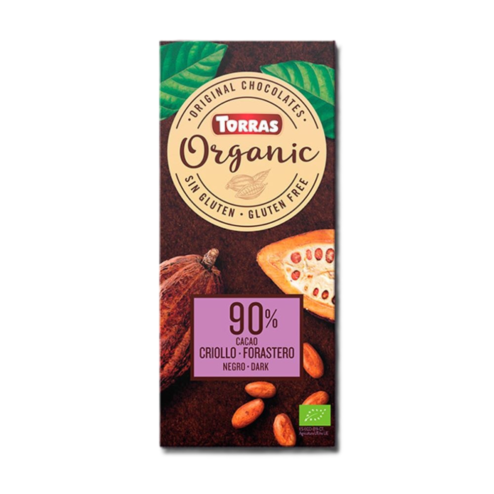 Ciocolata neagra  ecologica cu 90% cacao, 100 g, Torras