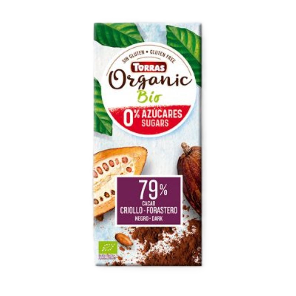 Ciocolata neagra ecologica cu 79% cacao, 100 g, Torras