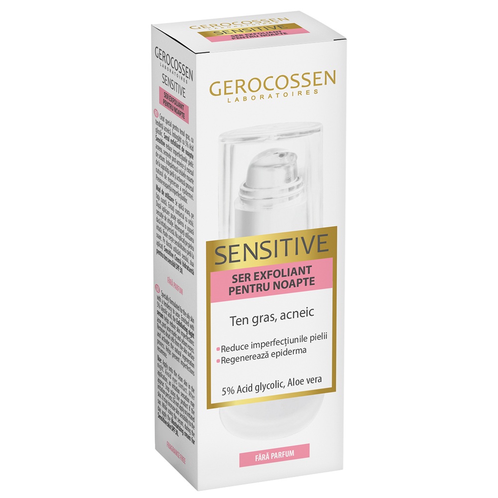 Ser exfoliant pentru noapte Sensitive, 30 ml, Gerocossen