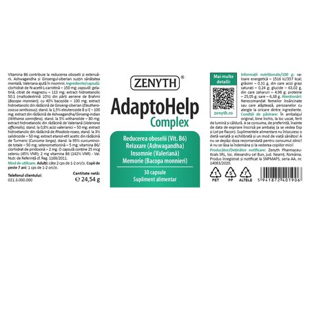 Adaptohelp Complex, 30 capsule, Zenyth 702837