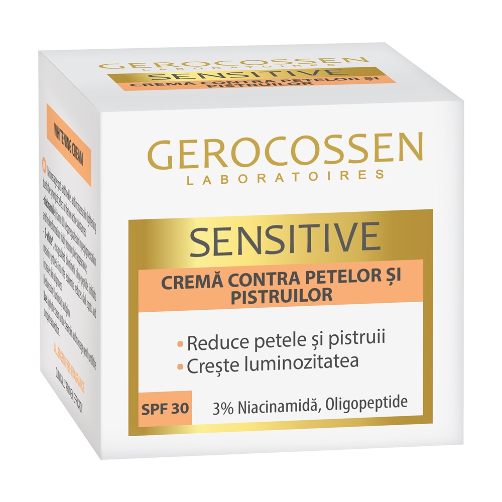 Crema contra petelor si pistruilor cu SPF 30 Sensitive, 50 ml, Gerocossen