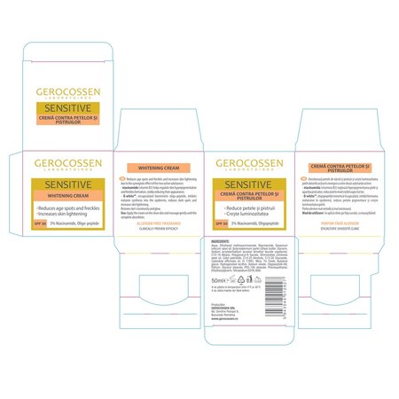 Crema contra petelor si pistruilor cu SPF 30 Sensitive, 50 ml, Gerocossen 723176