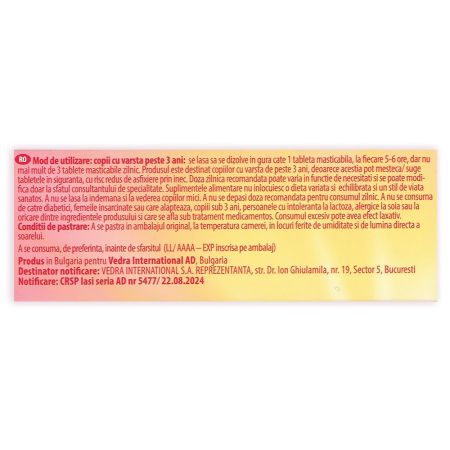 Tablete masticabile cu aroma de capsuni Therasal Oral, 18 bucati, Vedra 713162