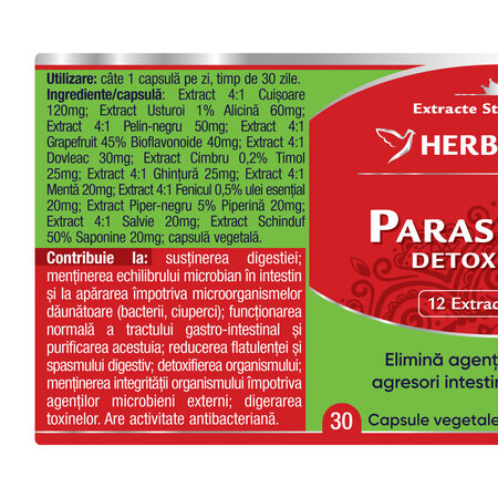 Parasites 12 Detox Forte, 30 capsule, Herbagetica 688844
