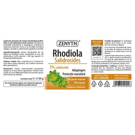 Rhodiola Salidrosides, 30 capsule vegetale, Zenyth 702140