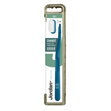 Periuta de dinti pentru adulti cu 4 capete interschimbabile Change Green Clean Soft, 1 bucati, Jordan