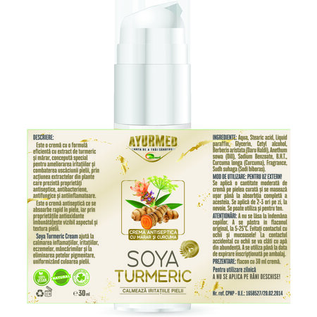 Crema antiseptica cu marar si curcuma Soya Turmeric, 30 ml, Ayurmed 698619