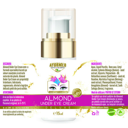 Crema anticearcane cu ulei de migdale, 15 ml, Ayurmed 698618